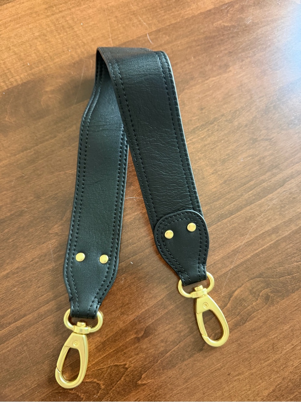 Quince Black Leather Strap with Gold Hardware